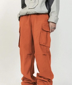 Men's Gray Lightweight Cotton Canvas Cargo Pants Elastic Waist Machine Washable Multiple Pockets Workwear Style Autumn Wear - Product Image 5