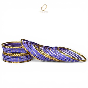 Nuevo Diseño Moderno, Brazaletes de Acero Inoxidable con Cristales Chapados en Oro Morado para Niñas, Conjunto de Joyería India para Fiestas y Bodas - Product Image 4