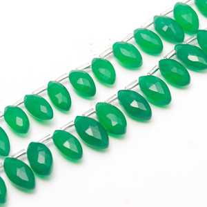 Cuentas de ónix verde natural facetadas en forma de marquesa de 7x12-8x13 mm, cuentas de piedras preciosas talladas a mano para la fabricación de joyería, venta al por mayor. - Product Image 2