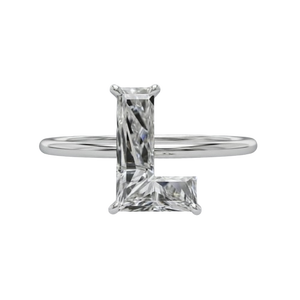 Initial L Letter Diamond <b>Ring</b> DEF VVS VS Certified Lab Grown Stone 9K 10K 14K 18K Gold <b>Silver</b> <b>Solitaire</b> <b>Ring</b> Elegant - Product Image 1
