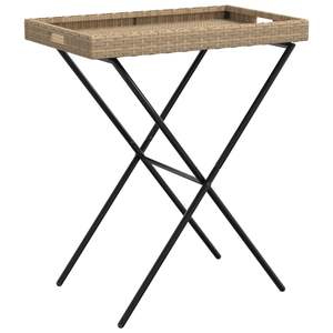 Mesa Plegable de Ratán Sintético Beige con Acero con Recubrimiento en Polvo, Categoría de Producto: Mesas Medianas - Product Image 2