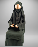 Tenue de mariage islamique modeste deux pièces pour bébé fille, respirante, séchage rapide, grande taille, longueur ras du sol, manches longues, couleur unie
