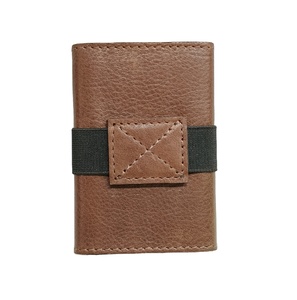 Leather Push Button Pop Up Card Holder <b>Wallets</b> <b>RFID</b> Bill Elastic Strap Purse Customized Branded Logo Carteras Wholesale Prices - Product Image 1
