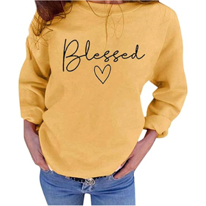 Sudadera Oversize Personalizada para Mujer con Estampado Gráfico de Corazón y Escritura Cursiva Estética 'Blessed', de Felpa de Algodón Grueso y Hombros Caídos - Product Image 1
