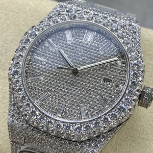 Reloj Mecánico de Lujo con Incrustaciones de Diamantes Completas, Certificado GRA, VVS, Moissanita, Esfera con Indicadores, Estilo Brillante - Product Image 5