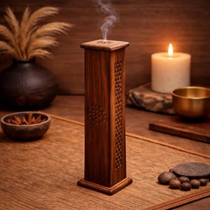 Soporte para varillas de incienso de madera natural hecho a mano de primera calidad, atrapa cenizas, de alta calidad, hecho a mano, ecológico, para uso doméstico. - Product Image 1