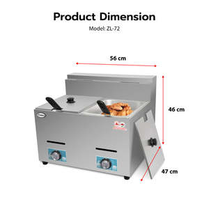 Friteuse électrique commerciale Gmax ZL-72 à double cuve, équipement de cuisine professionnelle à gaz - Product Image 3