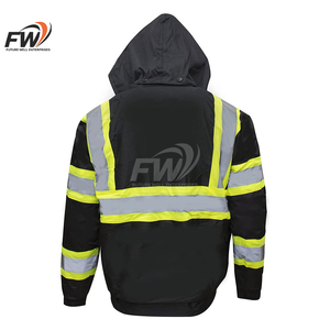 Customized Waterproof <b>Canvas</b> Winter Engineering Hi Vis Safety High Visibility Reflective Recycled Puffer <b>Jackets</b> Unisex - Product Image 4