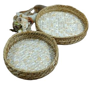 Placa de mimbre y MDF con incrustaciones de perlas, nuevo diseño, bandeja de servicio de alta calidad - Product Image 2