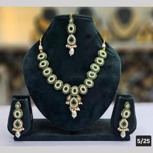 Conjunto de joyería fina chapada en oro 11151648GR collar con piedra de cristal y perlas lujoso collar 11151648GR - Product Image 1