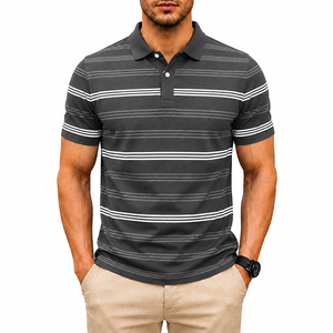 Camisas Personalizadas al por Mayor para Hombre, Estampado Digital a Rayas, Casuales, Transpirables, de Secado Rápido, Manga Corta, Mezcla de Algodón, Corte Ajustado - Product Image 2
