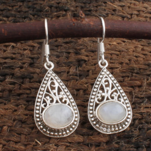 Pendientes de Piedra Lunar Arcoíris Natural al por Mayor, Pendientes Colgantes de Plata de Ley 925 con Gemas Vintage para Mujer, Joyería Fina de Fábrica - Product Image 3