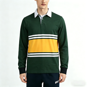 OEM 2026 Custom Logo Long Sleeve Rugby Jumper Yarn-Dyed Knitted Striped Polo <b>Shirt</b> School <b>Leaver</b> Rugby Jersey - Product Image 6