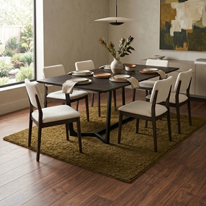 Tapis épais en laine/coton texturé, fait main, écologique, à poils moyens, de couleur marron uni, style scandinave, pour salon moderne - Product Image 3