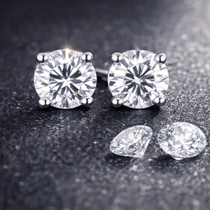 CVD Lab Grown Diamond <b>Stud</b> Earrings 925 <b>Silver</b> Claw Setting Anniversary Jewelry Manufacturer Custom Supplier OEM ODM India - Product Image 1