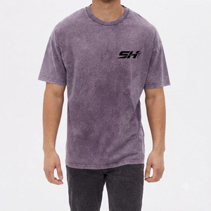 T-shirt pour homme de qualité supérieure, couleur unique, léger, effet délavé, tissu confortable, style décontracté, idéal pour l'été. - Product Image 1