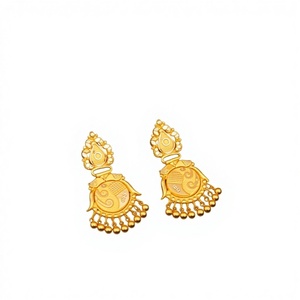 Sanskruti Gold 22K Solid Gold <b>Stud</b> Earrings Traditional Indian Temple Jewelry Jhumka Drops for Women Fine Handcrafted Jewelry - Product Image 1