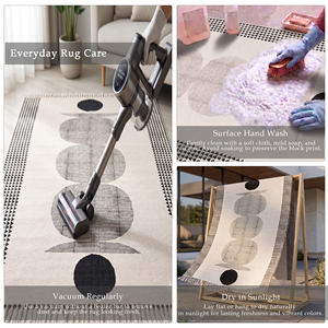 Tapis géométrique bohème en coton fait main imprimé au bloc |   Décoration d'intérieur écologique antidérapante - Product Image 3