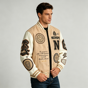 Chaqueta Varsity Personalizada Ecológica y Transpirable con Parches de Chenille para Hombre, Chaqueta de Béisbol con Mangas de Lana Premium, Venta al Por Mayor OEM - Product Image 4