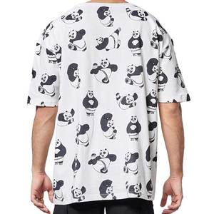 เสื้อยืดโอเวอร์ไซส์สีขาวสำหรับผู้ชาย แขนสั้น คอกลม พิมพ์ลายการ์ตูนแพนด้า สวมใส่สบาย ผ้าฝ้ายเจอร์ซีย์ 100% ระบายอากาศได้ดี - Product Image 2