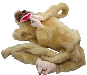 Marioneta de Mono Parlanchín para Ventriloquismo, Marrón Claro, Tela Suave FAR, Muñeco de Ventriloquismo para Niños y Espectáculos, Movimiento Bucal Fácil, Divertido - Product Image 2