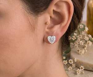 Wholesale 3CT Each Heart Cut Moissanite Romantic Stud <b>Earrings</b> 925 Sterling <b>Silver</b> Fine Engagement Promise Gift For Lovers - Product Image 4