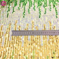Tissu brodé en maille de sequins dégradés laser 9MM motif grain de melon, vente en gros