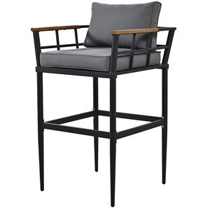 Set da Pranzo per Esterni con Braccioli in Acciaio e Legno di Acacia per Patio, Balcone o Giardino - Product Image 6