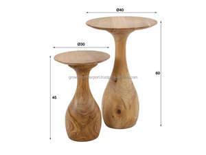 Solid Wood Nesting <b>Side</b> <b>Tables</b> <b>Set</b> of 2, Modern Sculptural Wooden Accent <b>Tables</b> for Living Room & Bedroom Modern Wooden Nesting - Product Image 4