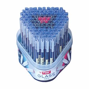 High Quality Plastic Gel <b>Pens</b> Flair Glass Transparent Body 0.6mm Soft Rubber Grip Waterproof Non-Erasable Blue Black Red Ink - Product Image 5
