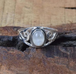 Anillo de Filigrana de Plata de Ley 925 con Piedra Lunar Arcoíris, Gema Ovalada Natural, Joyería Bohemia para Mujer - Product Image 6