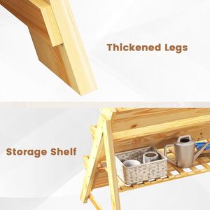 Jardinière verticale en bois à 3 niveaux avec étagère de rangement - Product Image 6