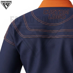 Buen Proveedor, Uniforme de Karate y Artes Marciales Personalizado en Color Azul Marino con Ribete Naranja de Seguridad, Impreso en Poliéster y Algodón - Product Image 5