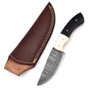 A&M Enterprises Handmade Damascus Steel Hunting <b>Knife</b> with <b>Bone</b> and Micarta <b>Handle</b> Leather Sheath Utility Professional <b>Knives</b> - Product Image 1