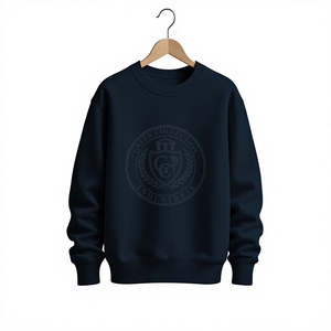 High Quality <b>Navy</b> Blue Men's <b>Women's</b> Crewneck Street Wear Sweatshirt Drop Shoulder Pullover Embroidered Greek Letter Custom Logo - Product Image 1