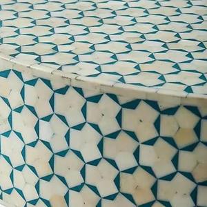 Mesa de Cajones con Incrustaciones de Hueso de ILAHI, Diseño Moderno con Detalles de Ágata, Almacenamiento de Tres Niveles, Mueble Portátil para el Hogar - Product Image 3