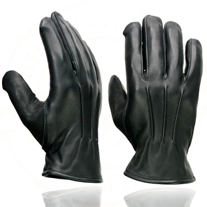 Gants de moto en cuir de vachette noir pour homme Samroz Sports - Product Image 2