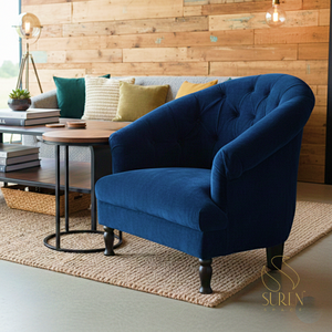 Indian Furniture Design Truly Hand Made Design Velvet Fabric Single Seater Sofa Design - Product Image 1