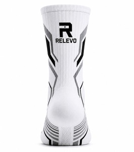 Relevo <b>Men's</b> Crew <b>Socks</b> <b>White</b> Geometric Pattern Breathable Knitted Sports <b>Socks</b> Summer Standard Thickness - Product Image 4
