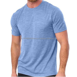LOW MOQ Custom Plain Navy <b>Blue</b> Color Woolen Wool Blend <b>Man</b> T-Shirt 100% Soft Knitted T Shirts Outdoor Breathable - Product Image 6