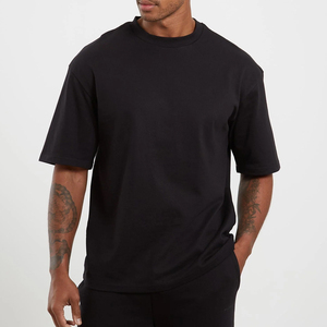 Custom Logo Men <b>Oversized</b> <b>T</b> <b>Shirt</b> Heavyweight Cotton Drop Shoulder Blank Streetwear Tee Wholesale <b>Plain</b> High Mock Neck <b>Shirt</b> - Product Image 2