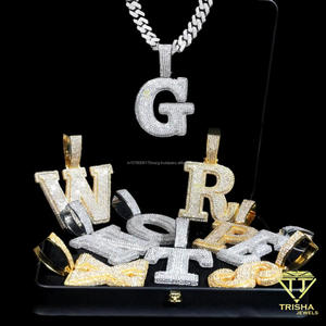 <b>Personalised</b> Iced Out Custom Number Pendant Pass Diamond Tester Moissanite Initial Letter Chain Wholesale 925 Silver Yellow Gold - Product Image 4