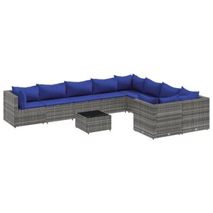 Set Divano da Esterno Grigio in Rattan PE, 10 Pezzi, Arredamento da Giardino con Piedini Regolabili, Design Contemporaneo - Product Image 2