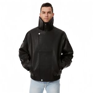 Ropa de Otoño para Hombre, Chaqueta de Cuero de Moda, Talla Grande, Chaqueta Casual de Manga Larga con Cuello Alto, Chaqueta de Piloto - Product Image 6