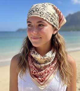 Bandana imprimée au bloc, Bandana Bohème, Bandanas en coton imprimés au bloc, Foulard fait main, Bandana indien, Bandeau pour cheveux, Accessoires de plage, Cadeau - Product Image 6