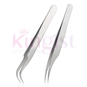 Best Selling Stainless Steel Eyelash Tweezers Set with Curved and Straight Tip Lash Extension Beauty Tweezers Paper Coating - Product Image 6