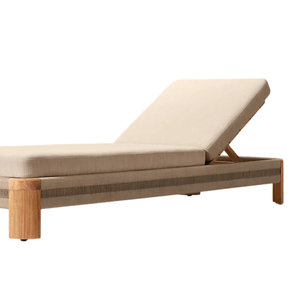 Chaise longue de luxe moderne en teck avec variante en corde tressée, lit de jour pour piscine et plage, mobilier d'extérieur au design tropical minimaliste - Product Image 5