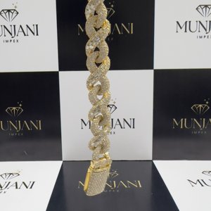 Bracelet pour homme en argent plaqué or avec moissanite taille brillant certifiée IGI, testeur VVS1, chaîne cubaine glacée, tailles 2mm 3mm 4mm - Product Image 3