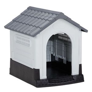 33-Inch Large Plastic Dog House with Air Vents & Elevated Floor Indoor Outdoor Insulated Pet House Water Resistant Furniture - Product Image 1
