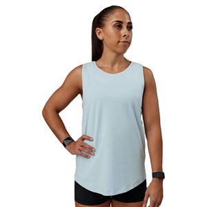 Wholesale Women's Light Blue Sleeveless Tank <b>Top</b> O-Neck Knitted Breathable Casual Wear for Gym Fitness Training - Product Image 1